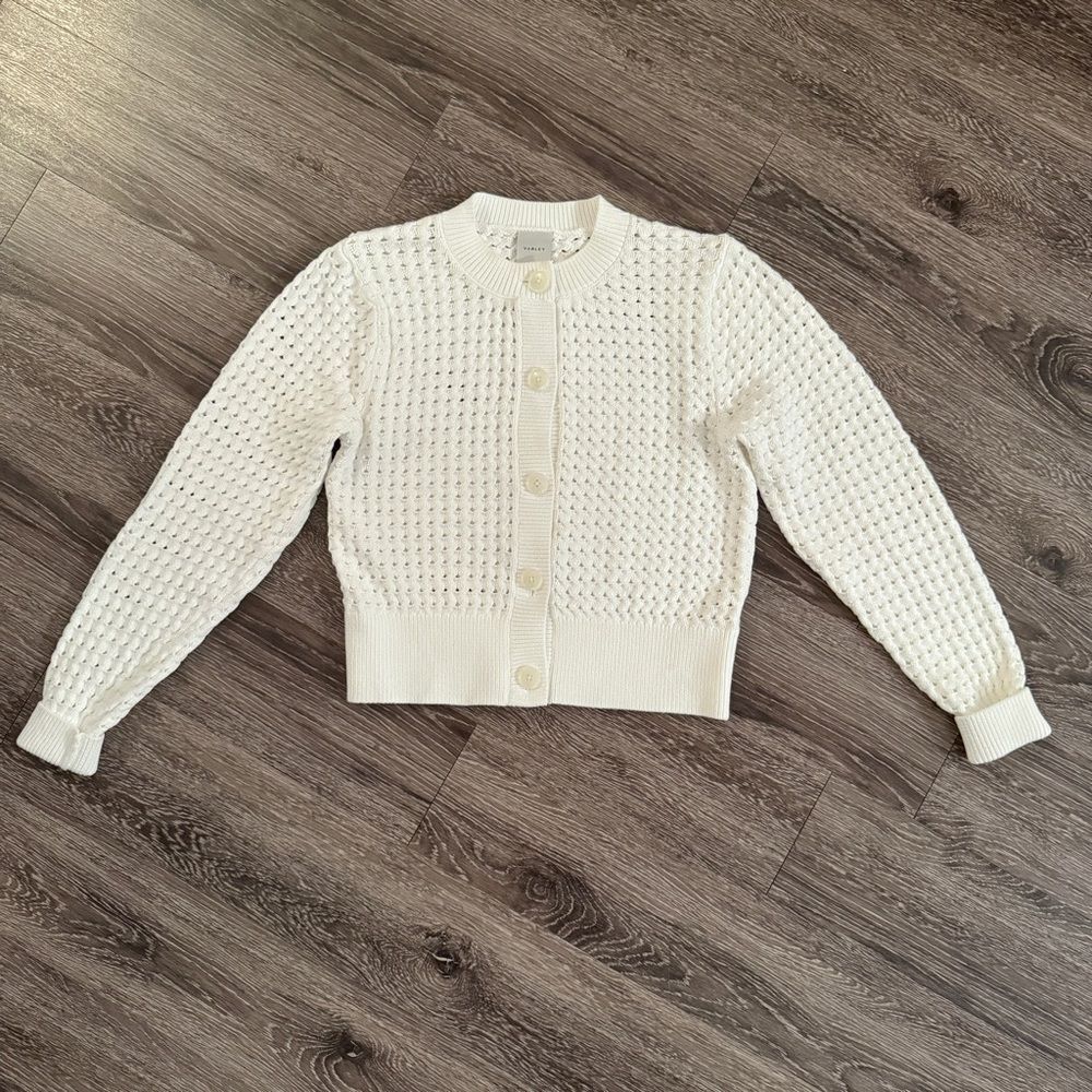 Varley Cream Knit Button-Up Cardigan